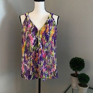 Cabi Pink Floral petals Sheer  Wrap Front Overlay